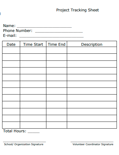project tracking sheet template