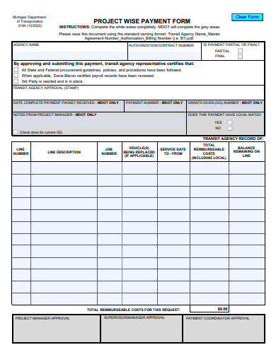 project wise payment form template
