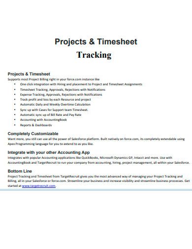 project and timesheet tracking template