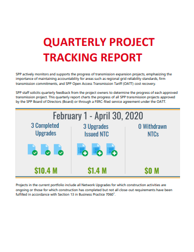 quarterly project tracking report template