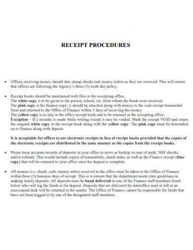 receipt procedure template