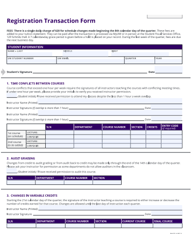 registration transaction form template