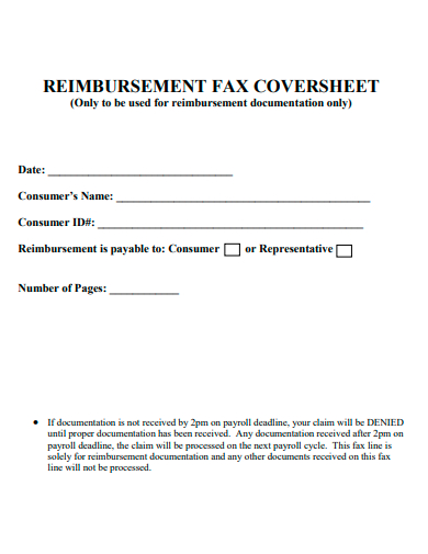 reimbursement fax cover sheet template