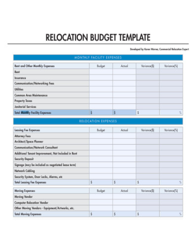 relocation monthly budget template