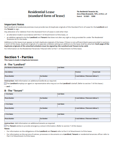 residential lease form template