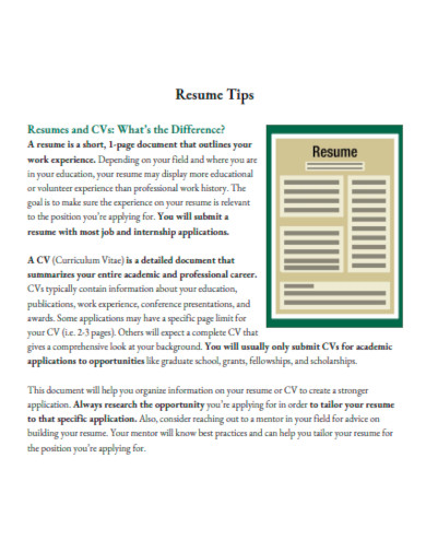 resume tips template