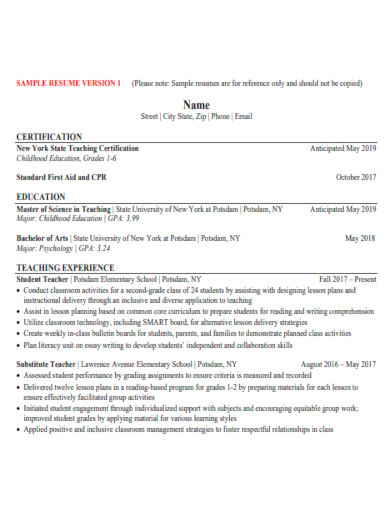 resume version template
