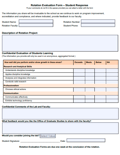 rotation evaluation form template
