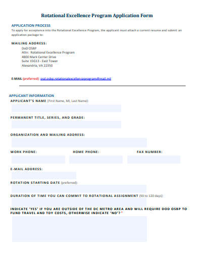 rotational excellence program application form template