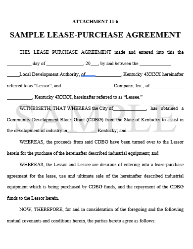 sample lease purchase agreement template