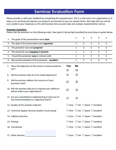 seminar evaluation form template