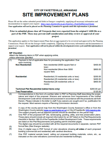 site improvement plan template