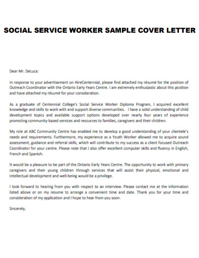 social service worker cover letter template