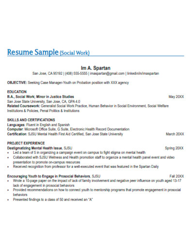 social work resume template