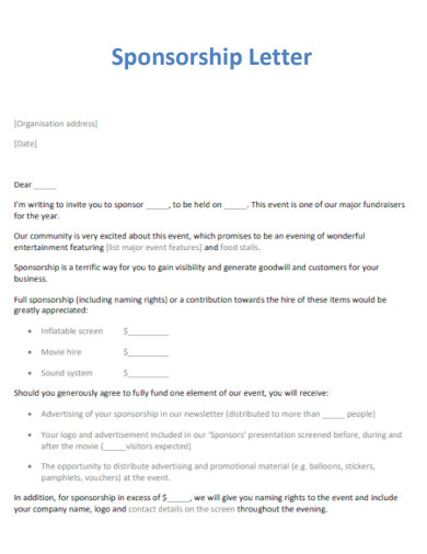 sponsorship letter template