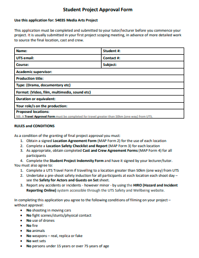 student project approval form template
