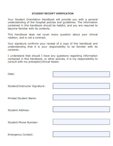 student recepit verification template
