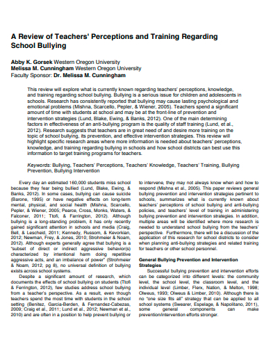 teacher perceptions and training review template