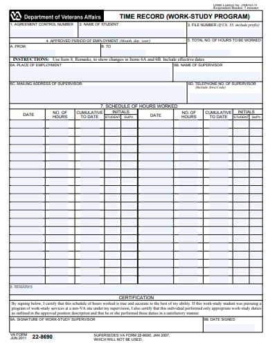 time record work study program form template