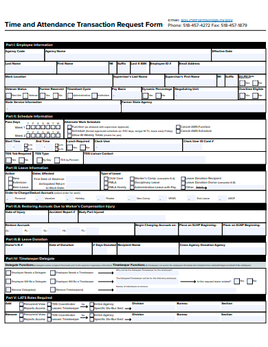 time and attendance transaction request form template