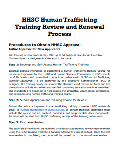 training review and renewal process template