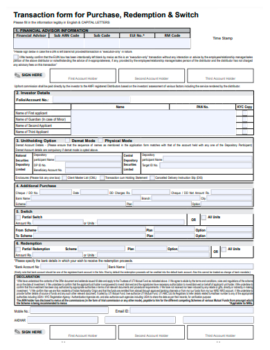 transaction form for purchase template