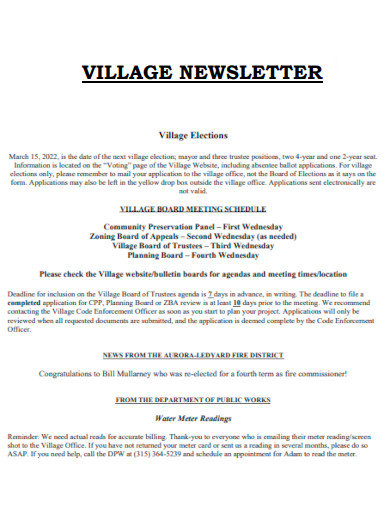 village newsletter template
