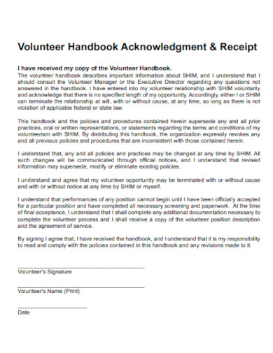 volunteer acknowledgment and receipt template