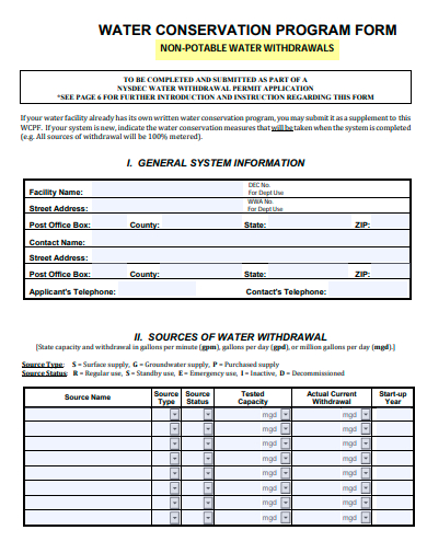 water conservation program form template