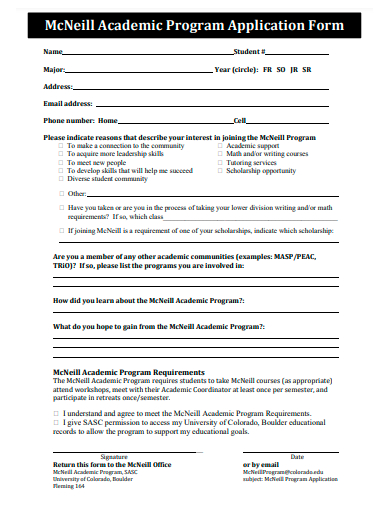academic program application form template