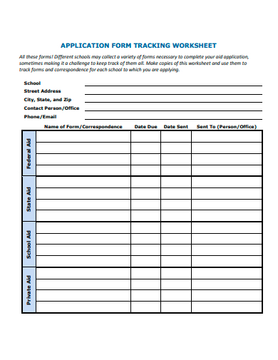 application form tracking worksheet template