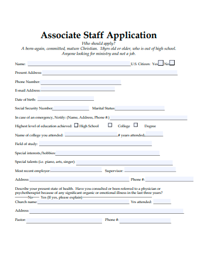 associate staff application template