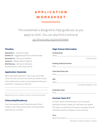 basic application worksheet template