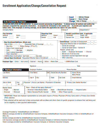 basic enrollment application template