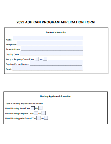 basic program application form template