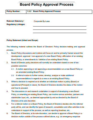 board policy approval process template
