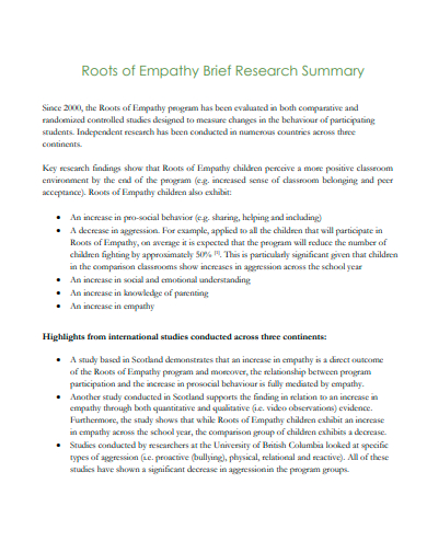 brief research summary template