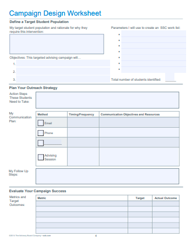 campaign design worksheet template