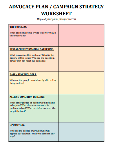 campaign strategy worksheet template