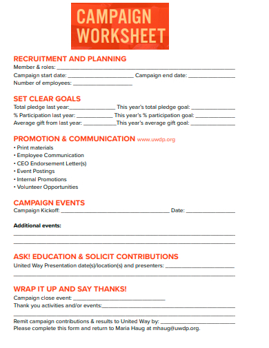 campaign worksheet template