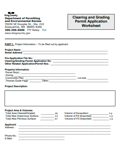 clearing and grading application worksheet template