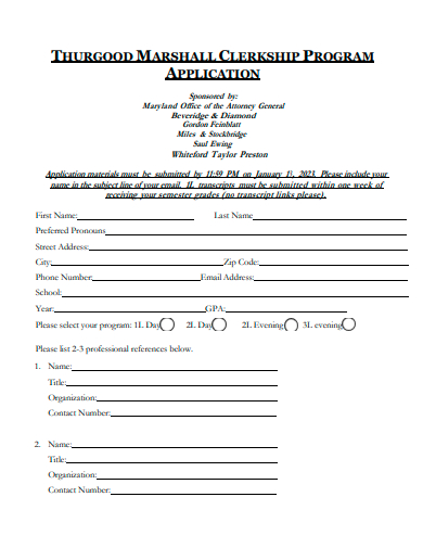 clerkship program application template