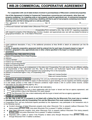 commercial cooperative agreement template