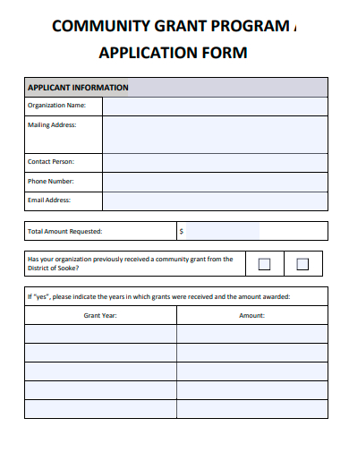community grant program application form template