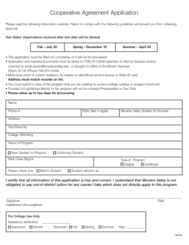 cooperative agreement application template