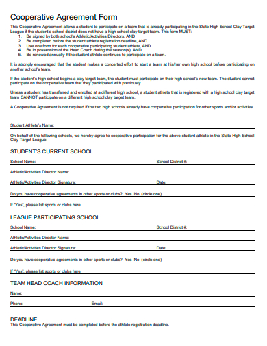 cooperative agreement form template