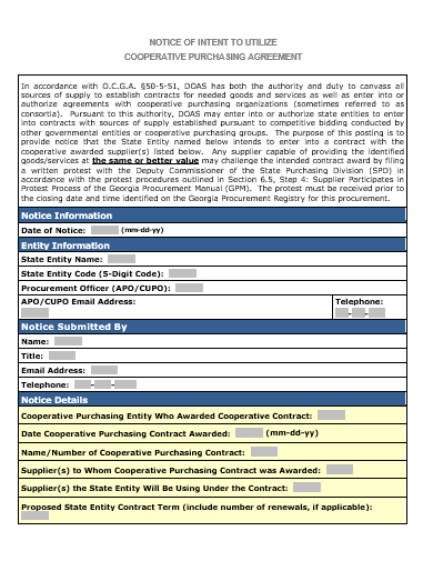 cooperative purchasing agreement template