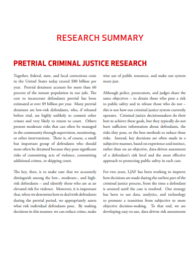 criminal justice research summary template