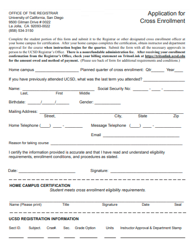cross enrollment application template