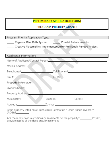 draft program application form template